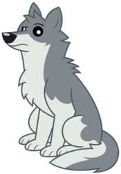 Size: 1613x2300 | Tagged: safe, artist:sketchmcreations, sandra, wolf, g4, she talks to angel, animal, confused, cute, female, raised eyebrow, simple background, sitting, solo, transparent background, vector