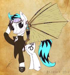 Size: 864x925 | Tagged: safe, artist:akanisen, oc, oc only, earth pony, pony, artificial wings, augmented, clothes, male, solo, stallion, steampunk, wings
