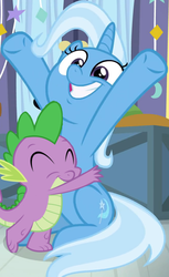 Size: 660x1080 | Tagged: safe, edit, edited screencap, editor:undeadponysoldier, screencap, spike, trixie, a horse shoe-in, g4, cropped, female, male, shipping, spixie, straight