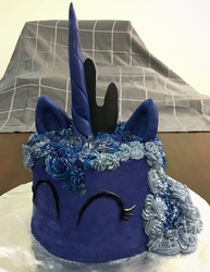 Size: 2353x3047 | Tagged: safe, artist:xchan, princess luna, alicorn, pony, g4, birthday cake, cake, dessert, female, fondant, food, frosting, high res, solo