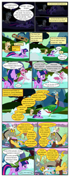 Size: 612x1553 | Tagged: safe, artist:newbiespud, edit, edited screencap, screencap, applejack, discord, pinkie pie, twilight sparkle, draconequus, earth pony, pony, unicorn, comic:friendship is dragons, g4, the return of harmony, annoyed, bipedal, comic, dialogue, discorded, female, freckles, frown, glare, hat, liarjack, looking up, male, mare, screencap comic, sitting, skating, sliding, soap, soap bubble, surprised, unamused, unicorn twilight, wide eyes