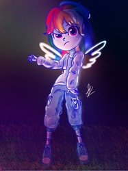 Size: 750x1001 | Tagged: safe, artist:saltymango, rainbow dash, equestria girls, g4, alternate clothes, alternate hairstyle, converse, cute, dashabetes, female, looking at you, shoes, solo, standing
