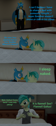Size: 1920x4320 | Tagged: safe, artist:papadragon69, gallus, sandbar, anthro, g4, 3d, bed, camp lazlo, clothes, comic, gay, joking, male, out of character, pajamas, sleeping, source filmmaker