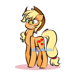 Size: 1000x1000 | Tagged: safe, artist:tylerdashart, applejack, earth pony, pony, g4, cute, eye clipping through hair, female, jackabetes, mare, simple background, smiling, solo, white background