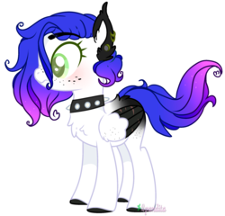 Size: 2188x2104 | Tagged: safe, artist:2pandita, oc, oc only, pegasus, pony, choker, ear piercing, earring, female, high res, jewelry, mare, piercing, simple background, solo, spiked choker, transparent background