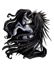 Size: 3177x4187 | Tagged: safe, artist:turonie, oc, oc only, oc:vileraven, alicorn, pony, alicorn oc, black sclera, collar, commission, cutie mark, ear piercing, earring, eye scar, female, jewelry, large wings, mare, pentagram, piercing, ribs, scar, simple background, skinny, solo, spectacles, spread wings, thin, transparent background, wings