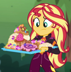 Size: 638x642 | Tagged: safe, screencap, sunset shimmer, equestria girls, g4, my little pony equestria girls: better together, wake up!, cropped, female, food, solo