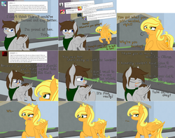 Size: 3004x2372 | Tagged: safe, artist:phoenixswift, oc, oc only, oc:citrus twist, oc:fuselight, pony, ask fuselight, ask, female, high res, male, mare, stallion, tumblr