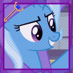 Size: 300x300 | Tagged: safe, edit, edited screencap, screencap, trixie, pony, g4, uncommon bond, animated, bouquet, cropped, female, flower, solo