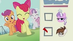 Size: 1280x720 | Tagged: safe, screencap, apple bloom, diamond tiara, pipsqueak, scootaloo, sweetie belle, earth pony, pegasus, pony, unicorn, crusaders of the lost mark, g4, cutie mark crusaders, election, photo, voting