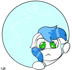 Size: 800x780 | Tagged: safe, oc, oc only, oc:oceana ice, pony, blue mane, circle, cute, green eyes, peeking, simple background, transparent background