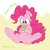 Size: 1000x1000 | Tagged: safe, artist:horatio_kun, pinkie pie, earth pony, pony, g4, cute, diapinkes, drink, drinking, ear fluff, female, mare, milk, sitting, solo, soy milk, straw, underhoof