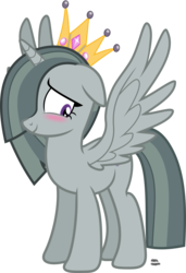Size: 1145x1674 | Tagged: safe, artist:anime-equestria, marble pie, alicorn, pony, g4, alicornified, blushing, crown, cute, floppy ears, hair over one eye, horn, jewelry, marblebetes, marblecorn, race swap, regalia, royalty, simple background, smiling, solo, transparent background, vector, wings