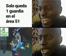 Size: 540x459 | Tagged: safe, discord, g4, area 51, area 51 memes, spanish