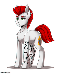 Size: 1200x1500 | Tagged: safe, artist:serodart, oc, oc only, pony, commission, male, serious, serious face, solo, tattoo