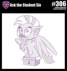 Size: 800x853 | Tagged: safe, artist:sintakhra, silverstream, classical hippogriff, hippogriff, pony, tumblr:studentsix, g4, behaving like a cat, birb, box, cute, diastreamies, female, hippogriff in a box, if i fits i sits, jewelry, necklace, pony in a box, solo, stair keychain, we bought two cakes