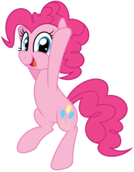 Size: 1212x1544 | Tagged: safe, artist:halabaluu, pinkie pie, earth pony, pony, g4, bipedal, cute, diapinkes, female, happy, looking at you, mare, open mouth, open smile, simple background, smiling, smiling at you, solo, transparent background