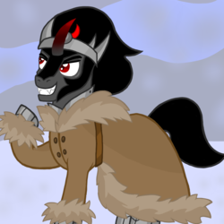 Size: 1000x1000 | Tagged: safe, artist:php185, king sombra, pony, g4, clothes, coat, evil, thinking, winter