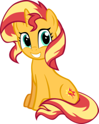 Size: 7500x9385 | Tagged: safe, artist:ace play, sunset shimmer, pony, unicorn, g4, absurd resolution, cute, female, grin, looking at you, shimmerbetes, simple background, sitting, smiling, solo, transparent background, vector