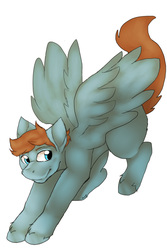 Size: 1000x1500 | Tagged: safe, artist:goldypirate, oc, oc only, pegasus, pony, blank flank, commission, male, simple background, smiling, solo, spread wings, stallion, white background, wings