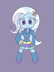 Size: 2448x3264 | Tagged: safe, artist:haibaratomoe, trixie, equestria girls, g4, chibi, clothes, cute, diatrixes, digital art, female, high res, simple background, smiling, solo