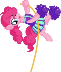 Size: 6318x7539 | Tagged: safe, artist:cyanlightning, pinkie pie, earth pony, pony, 2 4 6 greaaat, g4, .svg available, absurd resolution, cheerleader, clothes, cute, diapinkes, ear fluff, female, mare, pleated skirt, pole, pom pom, simple background, skirt, smiling, solo, transparent background, vector