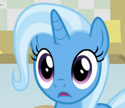 Size: 784x676 | Tagged: safe, screencap, trixie, pony, unicorn, a horse shoe-in, g4, cropped, female, mare, open mouth, solo