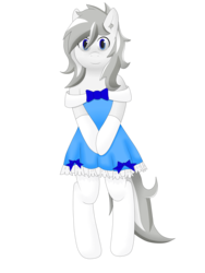 Size: 4680x6240 | Tagged: safe, artist:silver stardust, oc, oc only, oc:silver stardust, earth pony, anthro, anthro oc, clothes, crossdressing, dress, femboy, looking at you, male, solo, stallion