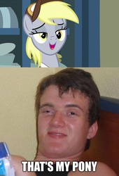 Size: 1280x1882 | Tagged: safe, edit, edited screencap, screencap, derpy hooves, best gift ever, g4, caption, high, image macro, meme, text, that's my pony, that's my x