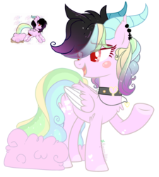 Size: 2340x2600 | Tagged: oc name needed, safe, artist:2pandita, artist:mint-light, oc, oc only, pegasus, pony, female, high res, horns, mare, simple background, solo, transparent background