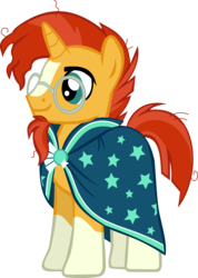 Size: 3887x5470 | Tagged: safe, artist:thebosscamacho, sunburst, pony, unicorn, g4, the crystalling, clothes, coat markings, glasses, male, robe, simple background, socks (coat markings), solo, stallion, transparent background, vector