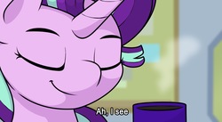 Size: 2048x1121 | Tagged: safe, alternate version, artist:ljdamz1119, starlight glimmer, pony, unicorn, g4, :i, crossing the memes, eyes closed, female, i mean i see, i see you're a man of culture as well, mare, meme, mug, smiling, solo, subversion, subverted meme, text