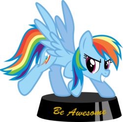 Size: 3031x3000 | Tagged: safe, artist:brisineo, rainbow dash, pegasus, pony, fallout equestria, g4, fanfic, fanfic art, female, high res, mare, ministry mares, ministry mares statuette, simple background, smiling, solo, statuette, transparent background