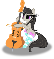 Size: 909x986 | Tagged: safe, artist:constellite, artist:prettypinkpony, octavia melody, earth pony, pony, g4, bipedal, bow, bow (instrument), cello, clothes, cute, eyelashes, female, hoof hold, impossibly long eyelashes, long eyelashes, mare, musical instrument, simple background, socks, solo, striped socks, tavibetes, transparent background, vector