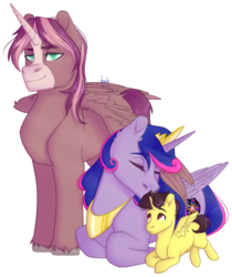 Size: 2537x3025 | Tagged: safe, artist:keeharn, oc, oc:king speedy hooves, oc:queen galaxia (bigonionbean), oc:tommy the human, alicorn, pony, alicorn oc, alicorn princess, blank flank, calm, child, colt, commissioner:bigonionbean, cute, cutie mark, daaaaaaaaaaaw, family, father and son, female, fusion, fusion:big macintosh, fusion:flash sentry, fusion:princess cadance, fusion:princess celestia, fusion:princess luna, fusion:shining armor, fusion:trouble shoes, fusion:twilight sparkle, herd, high res, husband and wife, jewelry, kissing, male, mare, mother and son, nuzzling, prone, proud, regalia, royalty, shy, stallion