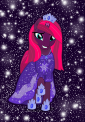 Size: 900x1300 | Tagged: safe, artist:jhayarr23, artist:php185, tempest shadow, pony, unicorn, g4, alternate hairstyle, broken horn, clothes, dress, female, gala dress, hairstyle, horn, mare, pretty pretty tempest, solo