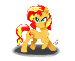 Size: 2400x1960 | Tagged: safe, artist:n3ro 182, sunset shimmer, pony, unicorn, g4, female, horn, movie accurate, smiling, solo