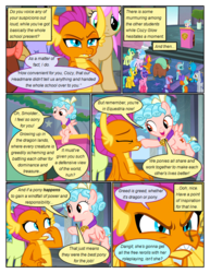 Size: 612x792 | Tagged: safe, artist:newbiespud, edit, edited screencap, screencap, auburn vision, berry blend, berry bliss, bifröst, citrine spark, cozy glow, gallus, gooseberry, november rain, ocellus, peppermint goldylinks, sandbar, silverstream, slate sentiments, smolder, strawberry scoop, yona, changedling, changeling, classical hippogriff, dragon, earth pony, griffon, hippogriff, pegasus, pony, yak, comic:friendship is dragons, g4, angry, boop, comic, crossed arms, dialogue, dragoness, eyes closed, female, filly, flying, freckles, friendship student, grin, male, mare, screencap comic, smiling, smoke, stallion, student six, suspicious, unamused