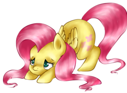 Size: 4495x3291 | Tagged: safe, artist:twiddledittle, fluttershy, pegasus, pony, g4, cute, face down ass up, female, high res, mare, shyabetes, simple background, solo, transparent background