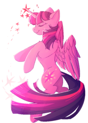 Size: 500x700 | Tagged: safe, artist:magentell, twilight sparkle, alicorn, pony, g4, eyes closed, female, horn, magic, pixel art, pointy horn, profile, simple background, solo, stars, transparent background, twilight sparkle (alicorn)