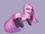 Size: 1600x1200 | Tagged: safe, artist:noupie, pinkie pie, earth pony, pony, g4, clothes, female, latex, pinkamena diane pie, prone, purple background, simple background, solo, stockings, thigh highs