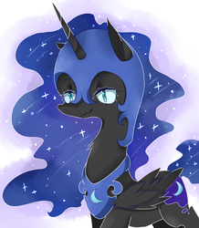 Size: 1600x1834 | Tagged: safe, artist:double happiness, nightmare moon, alicorn, pony, g4, cute, ethereal mane, female, mare, moonabetes, neck fluff, pixiv, solo, starry mane