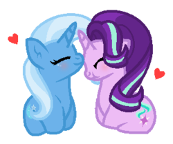 Size: 326x273 | Tagged: safe, artist:darbypop1, starlight glimmer, trixie, pony, unicorn, g4, cropped, female, heart, lesbian, mare, ship:startrix, shipping, simple background, transparent background
