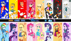 Size: 4548x2623 | Tagged: safe, artist:trungtranhaitrung, applejack, fluttershy, pinkie pie, rainbow dash, rarity, sci-twi, starlight glimmer, sunset shimmer, twilight sparkle, alicorn, bat, earth pony, pegasus, pony, unicorn, equestria girls, g4, my little pony equestria girls: better together, amy rose, cream the rabbit, crossover, equestria girls-ified, geode of empathy, geode of fauna, geode of shielding, geode of sugar bombs, geode of super speed, geode of super strength, geode of telekinesis, humane five, humane seven, humane six, knuckles the echidna, magical geodes, male, mane six, miles "tails" prower, rouge the bat, shadow the hedgehog, silver the hedgehog, sonic the hedgehog, sonic the hedgehog (series), twilight sparkle (alicorn), twolight