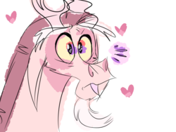 Size: 1280x960 | Tagged: safe, artist:no-name-blog-scree, discord, draconequus, g4, bust, cute, discute, floppy ears, heart, male, portrait, simple background, solo, transparent background