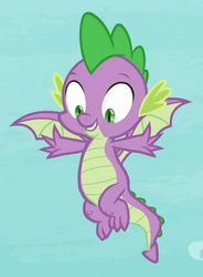 Size: 348x474 | Tagged: safe, screencap, spike, dragon, g4, molt down, claws, cropped, cute, flying, male, sky, smiling, solo, spikabetes, spread toes, winged spike, wings