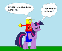 Size: 1259x1043 | Tagged: safe, artist:legoland1085, twilight sparkle, pony, unicorn, g4, 1000 hours in ms paint, crossover, lego, lego island 2, pepper roni, unicorn twilight