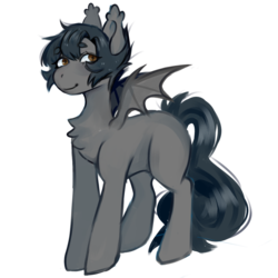 Size: 2000x2000 | Tagged: safe, artist:poofindi, oc, oc only, bat pony, pony, high res, smiling, solo