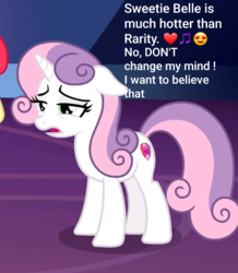 Size: 522x600 | Tagged: safe, edit, edited screencap, screencap, sweetie belle, pony, unicorn, g4, growing up is hard to do, cropped, cute, cutie mark, emoji, female, older, older sweetie belle, pretty, solo focus, text, the cmc's cutie marks