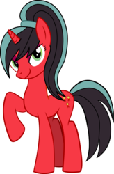 Size: 1197x1824 | Tagged: safe, artist:warszak, oc, oc:red rosette, pony, female, mare, ponytail, simple background, tall, thin